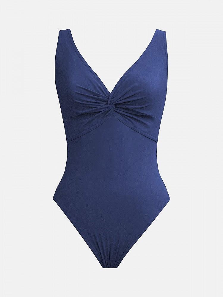 Karla Colletto Twist V-Neck Tank Swimsuit with Silent Underwire