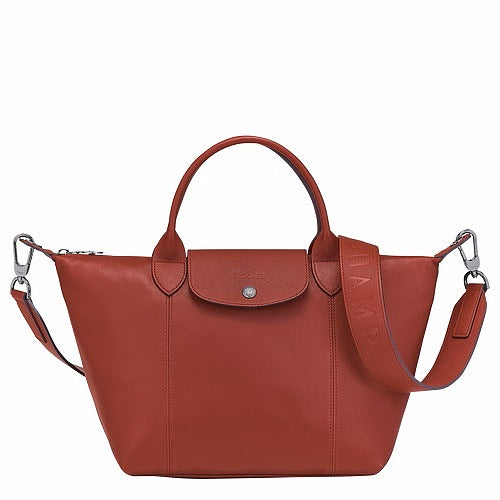 Longchamp Le Pliage Cuir Medium Handbag with Detachable Shoulder Strap