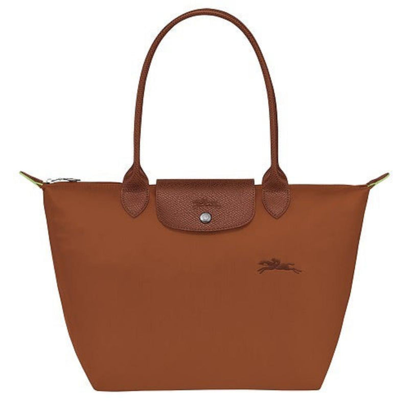 Longchamp Le Pliage Green Top Handle Bag M Cognac