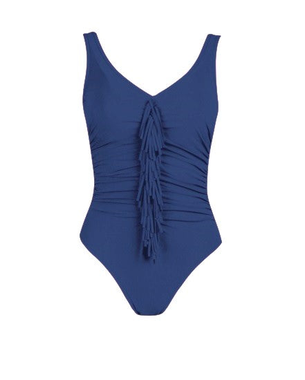 Karla Colletto Fresco Fringe V Neck Swimsuit