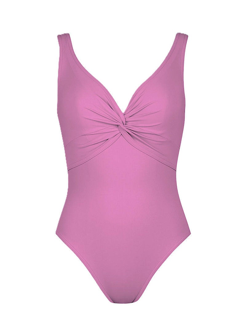 Karla Colletto Twist V-Neck Tank Swimsuit with Silent Underwire