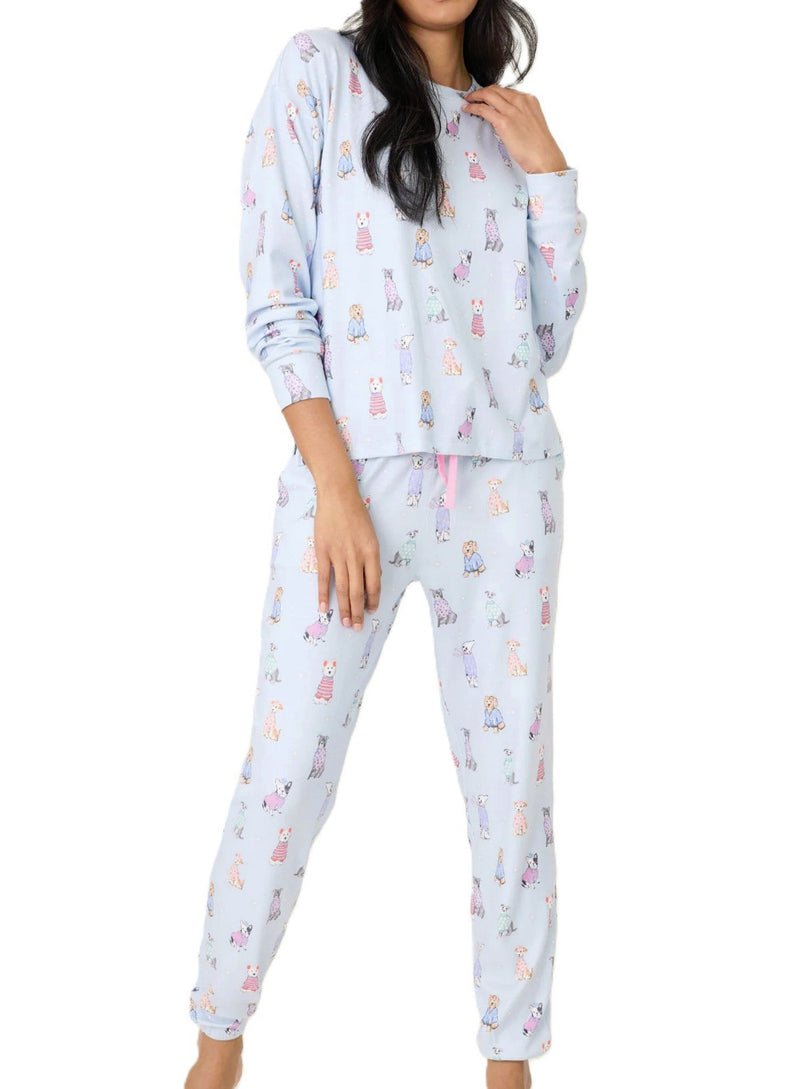 PJ Salvage Doggone Cold Dog Print Pointelle Lounge Set